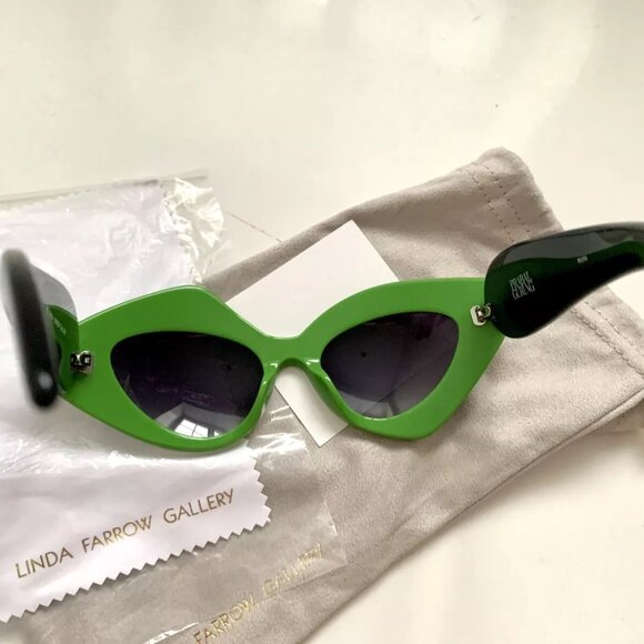 LINDA FARROW PRABAL GURUNG Cat Eye Pop Art White Green Geometric PG17 Sunglasses - Picture 5 of 12